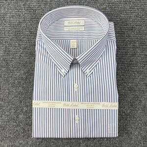 Roundtree & Yorke Dress Shirt Mens 19 36/37 Big Man Blue Stripe Gold Label